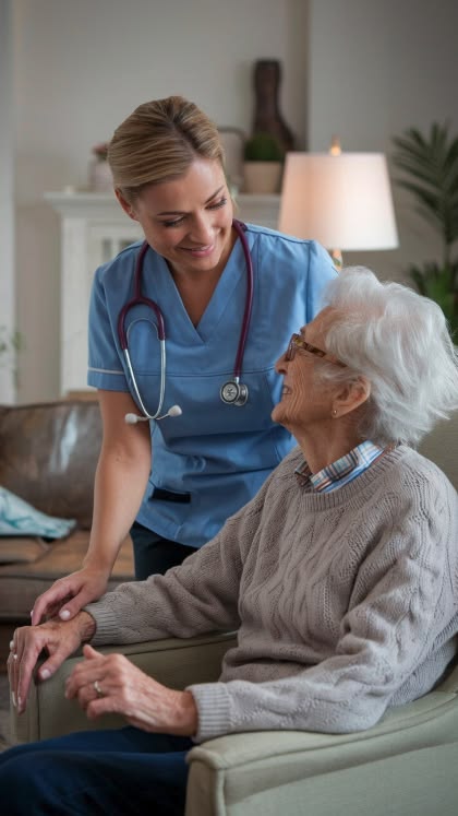 Home care nurse visiting a patient at home in Doha, Qatar